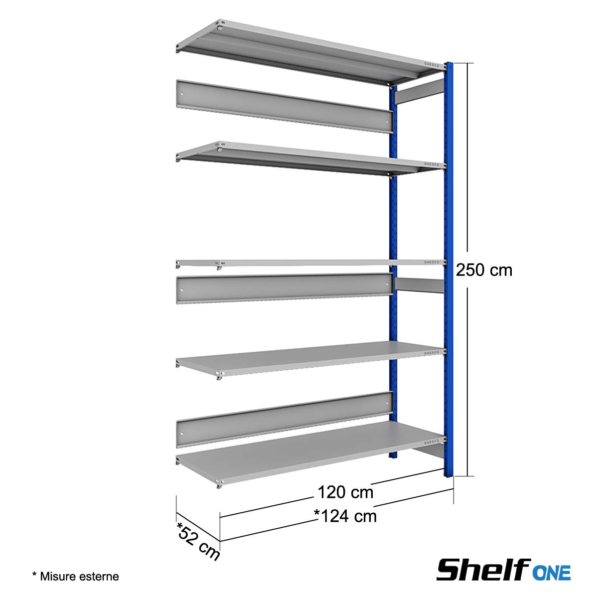 Scaffali a gancio con 5 ripiani Shelf One / cm. L.120xP.50xH.250-AGG.VO