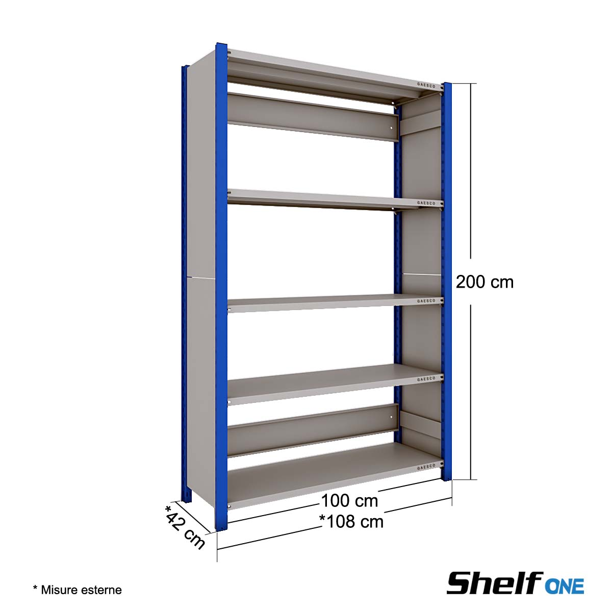 Scaffali a gancio Shelf One fiancate chiuse / cm. L.100xP.40xH.200-BASE