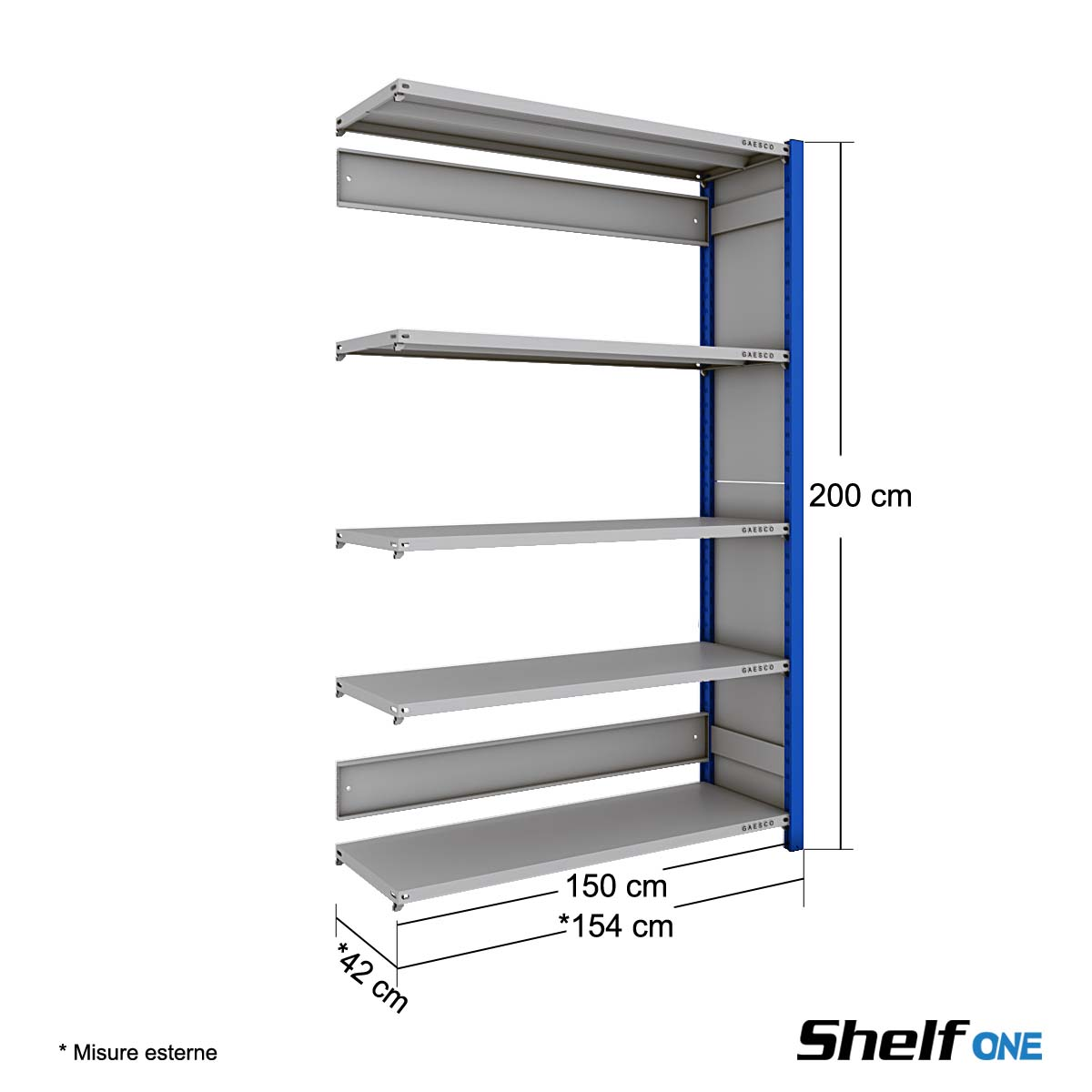 Scaffali a gancio Shelf One fiancate chiuse / cm. L.150xP.40xH.200 AGG