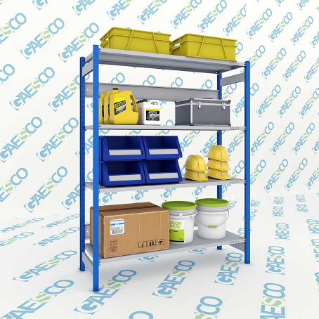 Scaffali a gancio con 4 ripiani Shelf One / cm. L.150xP.50xH.200-BASE