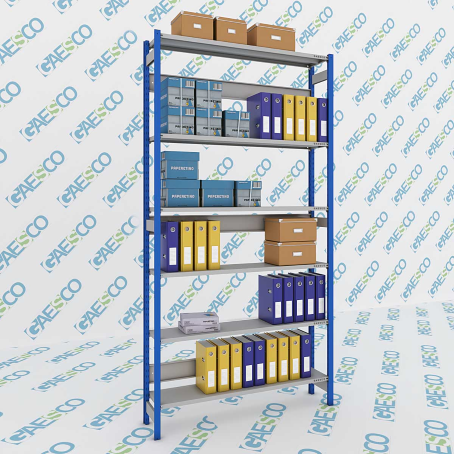 Scaffali a gancio con 6 ripiani Shelf One / cm. L.150xP.30xH.300-BASE