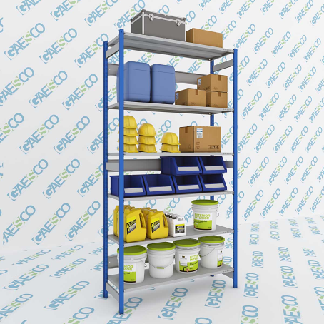 Scaffali a gancio con 6 ripiani Shelf One / cm. L.120xP.50xH.300-BASE