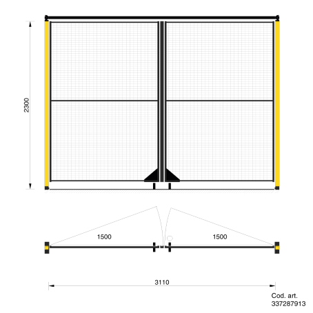 Porta doppia a battente per griglie di protezione / cm. L.2x150xH.230