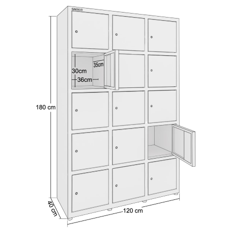 Armadio portaoggetti  multivano 15 ante zincopl. cm. 120x40x180H Beige