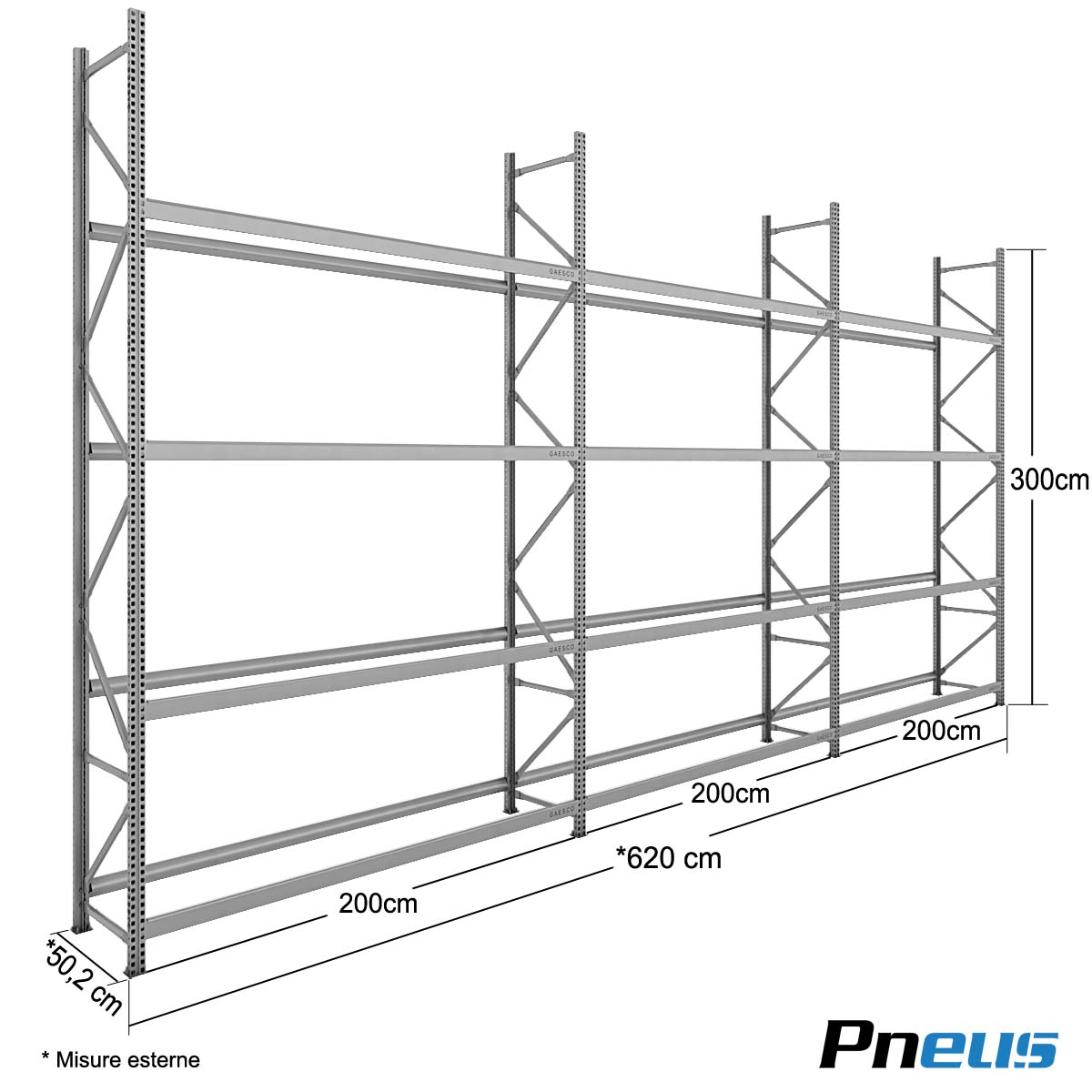 Scaffalatura portagomme 120 pneumatici / cm. L.600xP.50xH.300