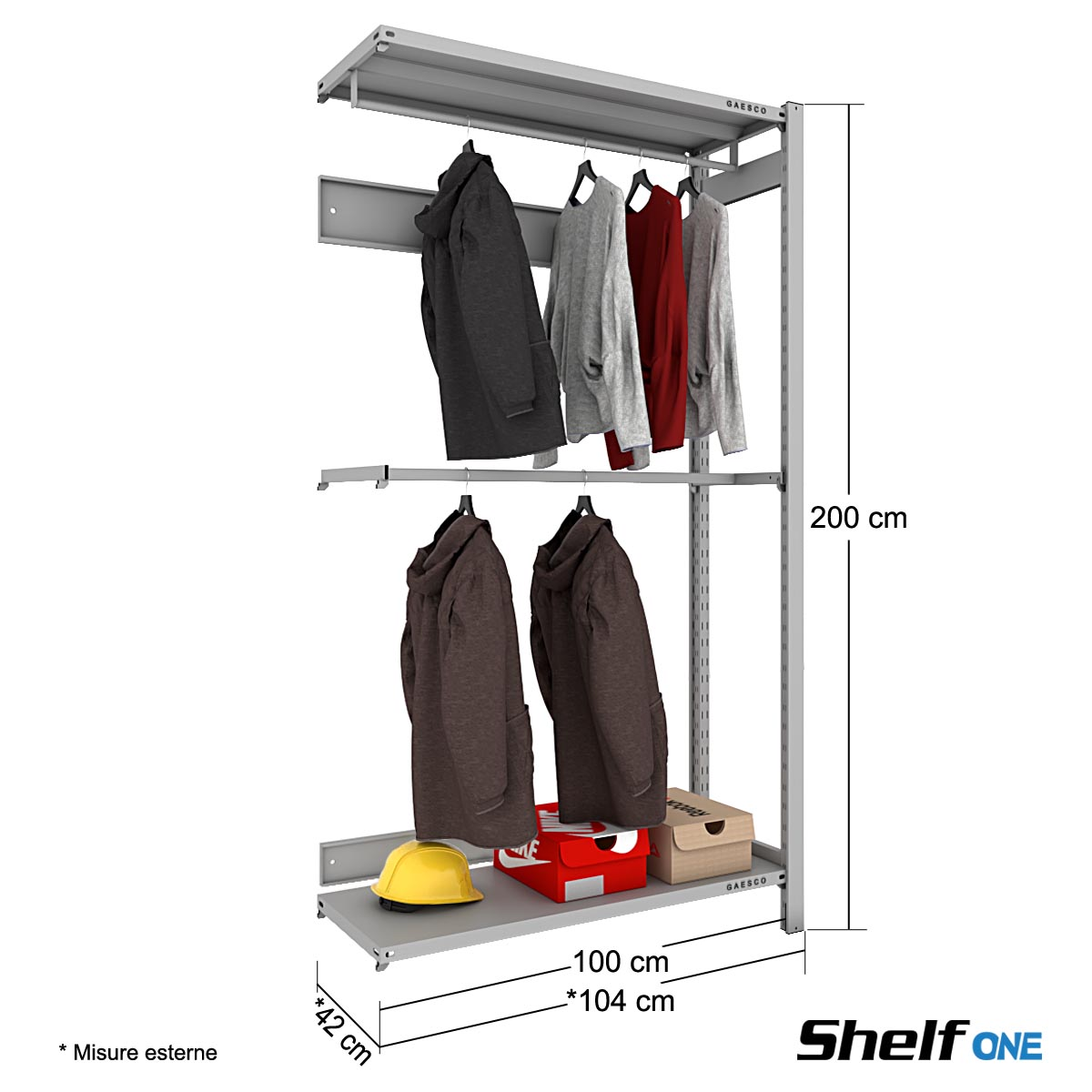 Scaffale per negozi e magazzino Abbigliamento/ cm. L.100xP.40xH.200-AGG.VO