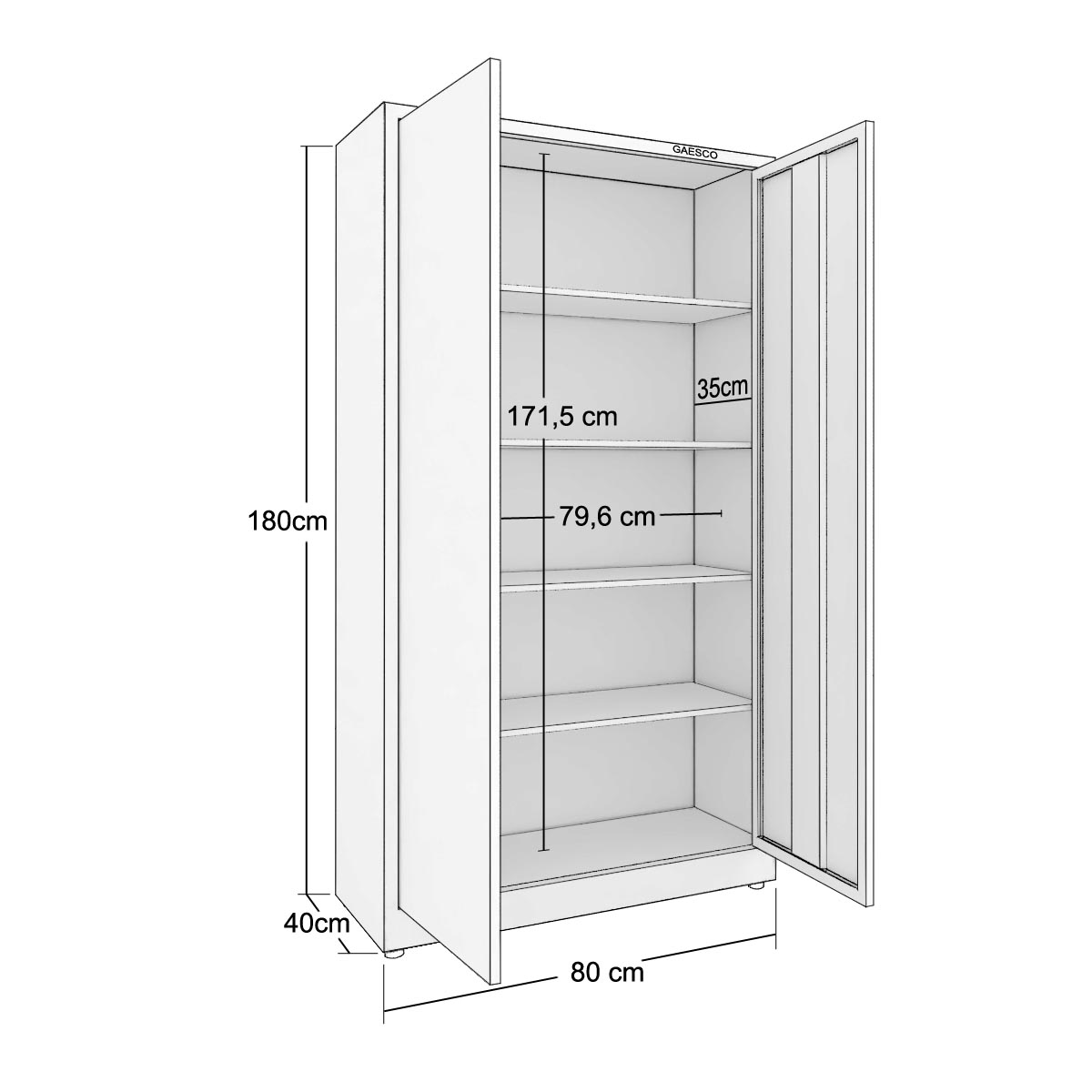 Armadio portaoggetti Zincoplastificato - 2 ante Noce - Dim. 80x40x180H cm.