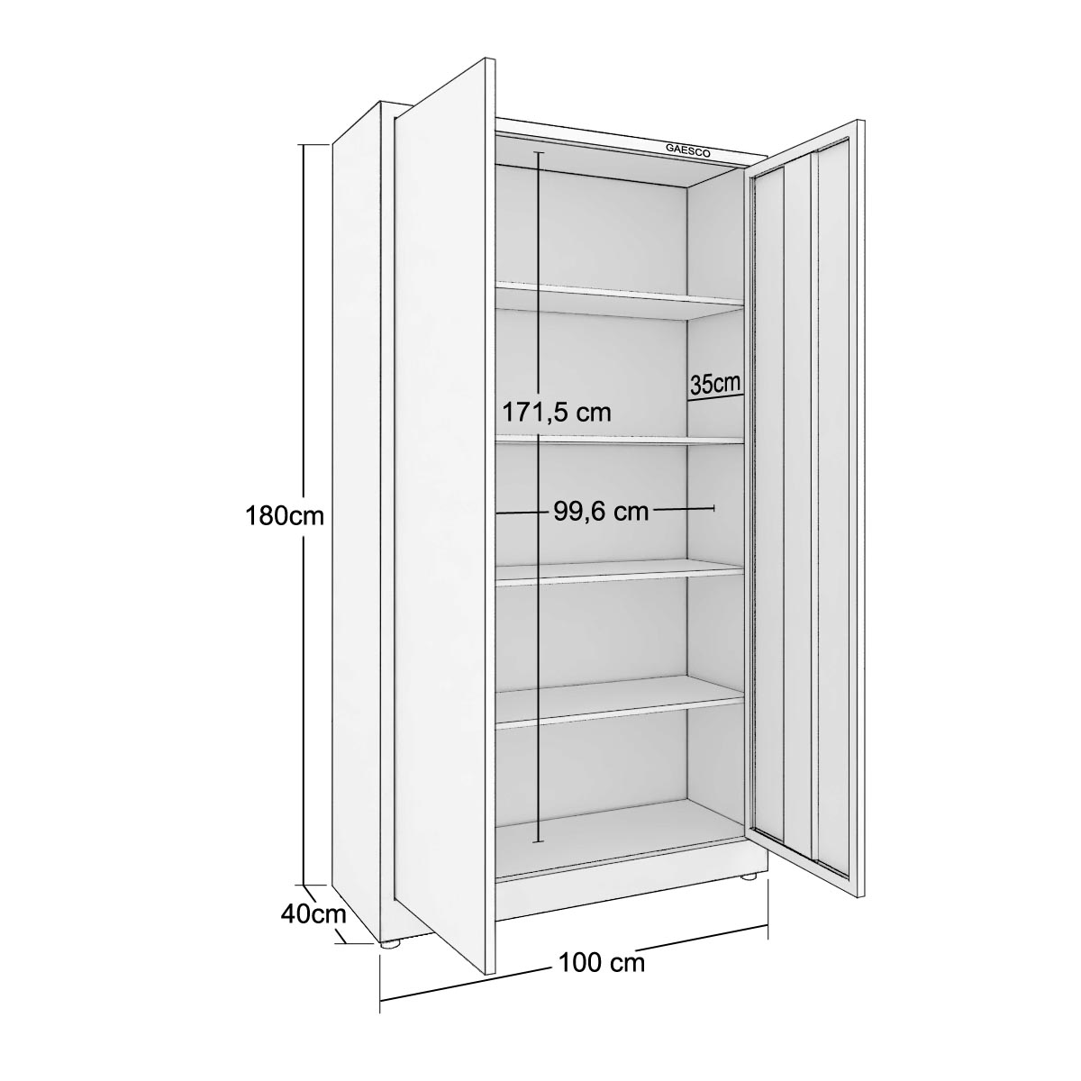 Armadio portaoggetti Zincoplastificato - 2 ante Rosso - Dim. 100x40x180H cm.