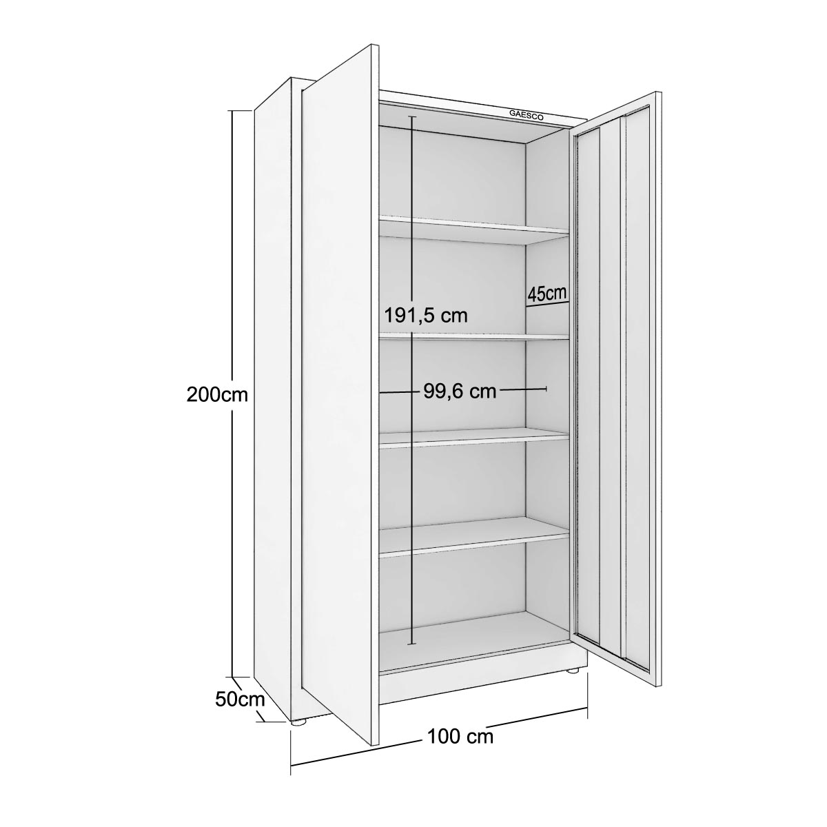 Armadio portaoggetti Zincoplastificato - 2 ante Beige - Dim. 100x50x200H cm.