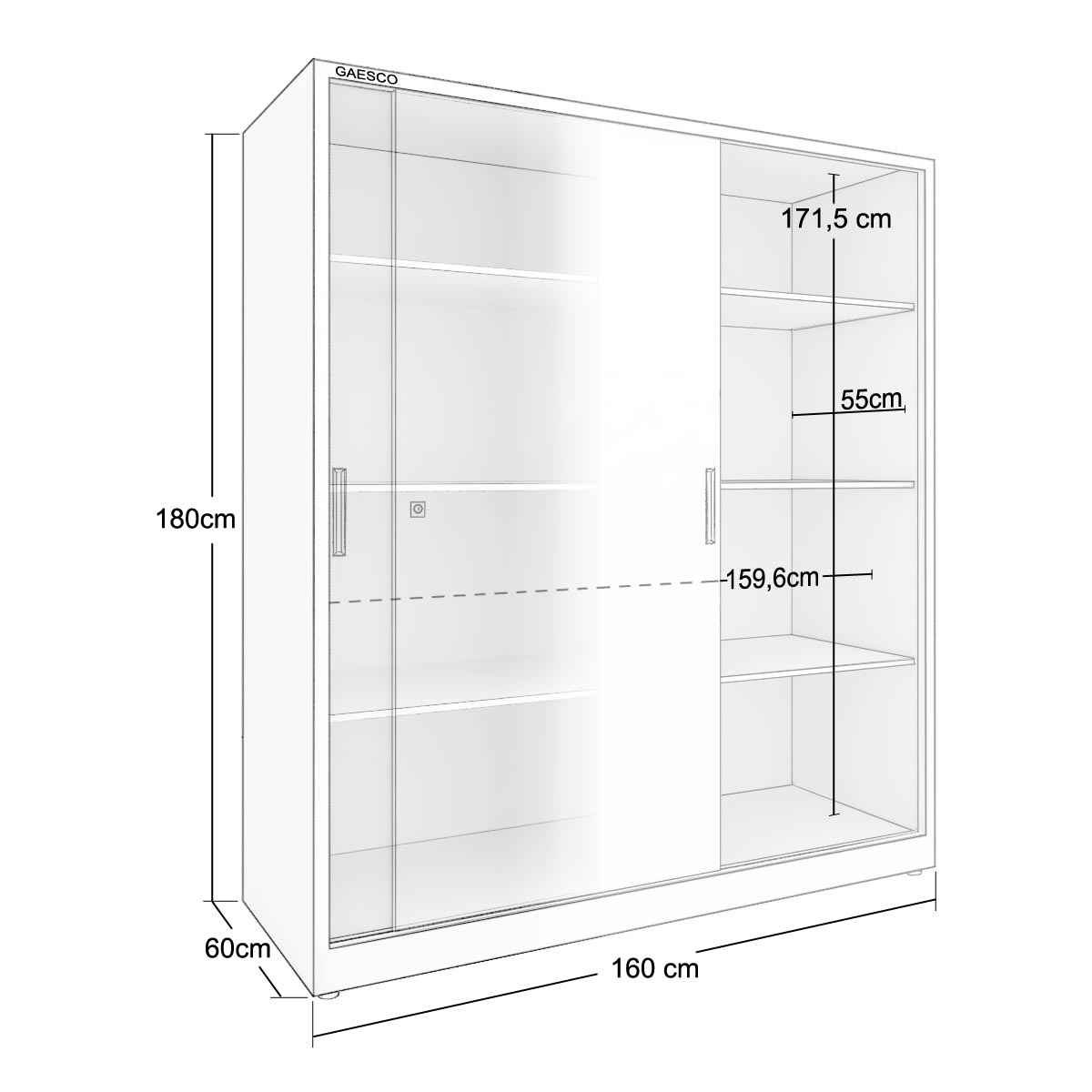 Armadio portaoggetti Zincoplastificato ante scorrevoli - Dim. 160x60x180H cm. Bianco