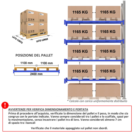 Scaffale portapallet MT10 / cm. L.240xP.120xH.600 / 4 Liv. (AGG)