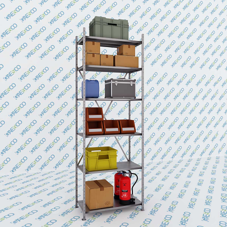 Scaffale zincato con 6 ripiani- Simplyrex /  cm. L.100xP.100xH.300-BASE