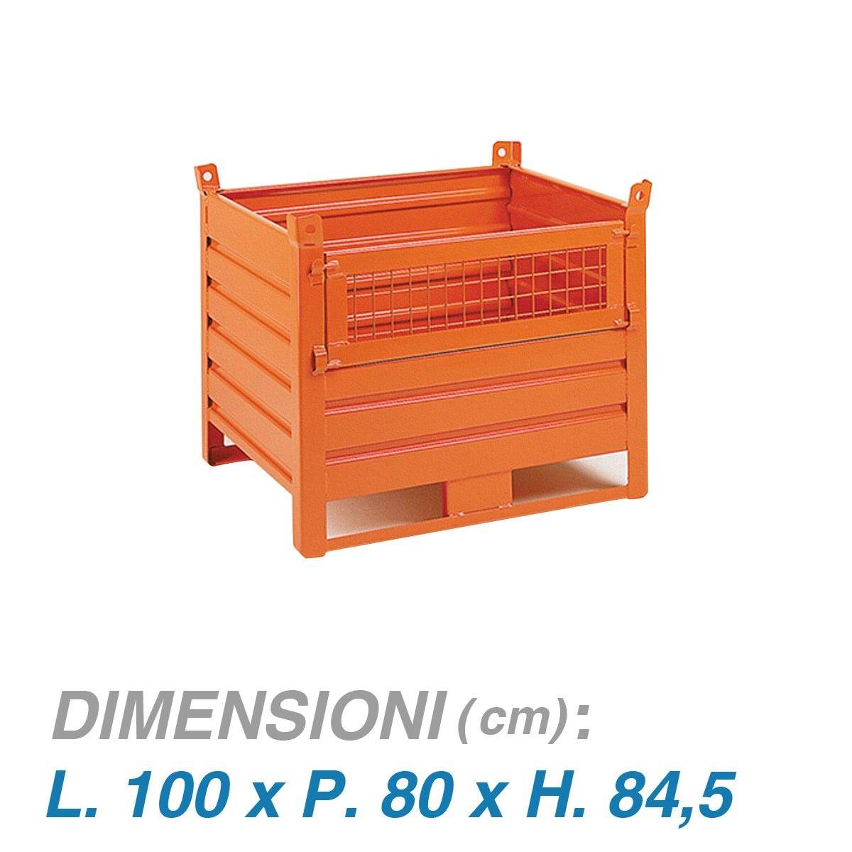 Contenitori metallici su slitta con sportello in rete - Dim.100x80x85 (1000 KG)