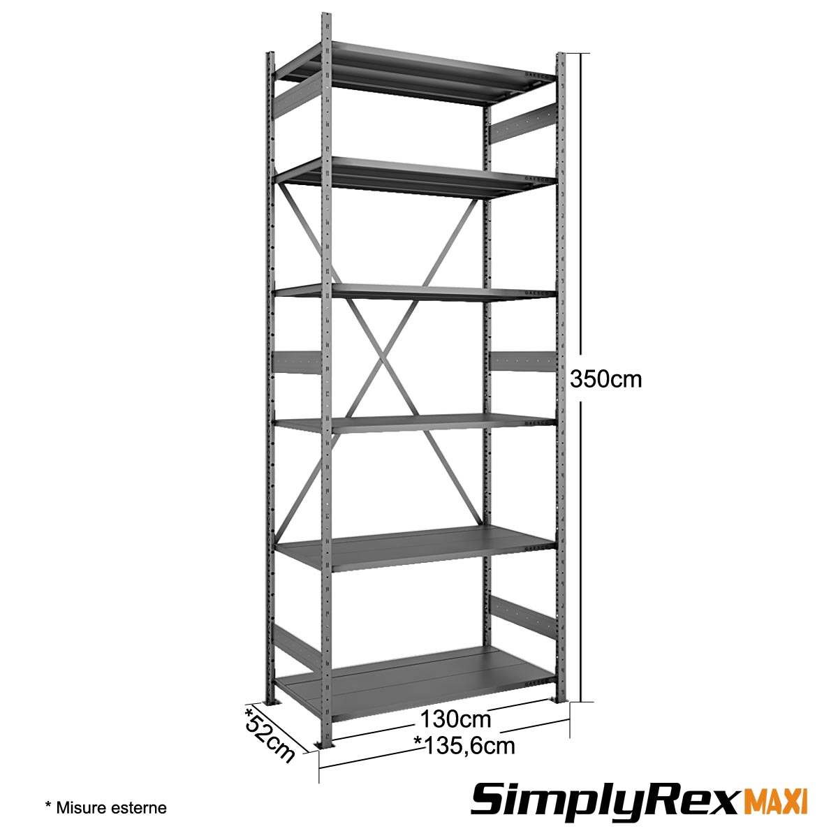 Scaffale Componibile - cm. L.130xP.50xH.350 Simplyrex