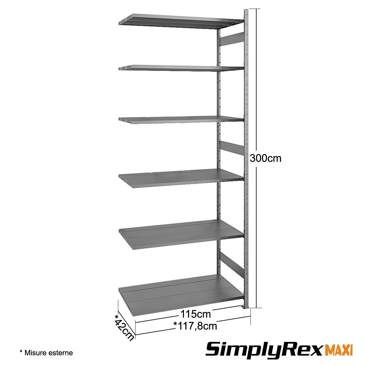 Scaffale Componibile - cm. L.115xP.40xH.300 (AGG) Simplyrex