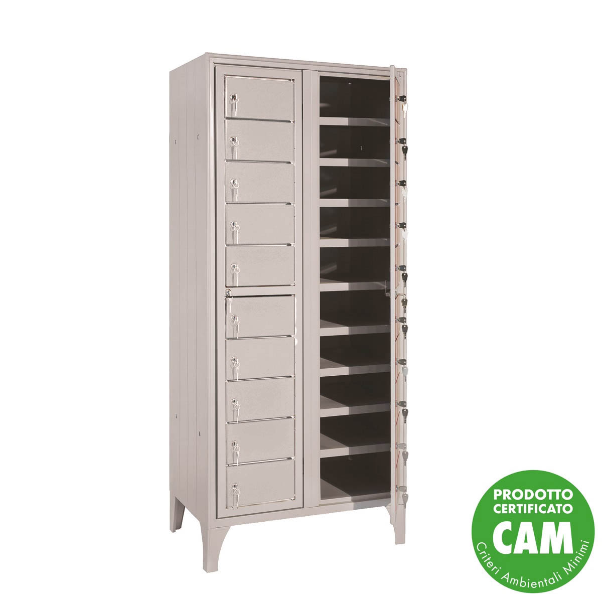 Armadio ispezionabile con 20 Caselle anta doppia e Passepartout/cm.80x50x180H