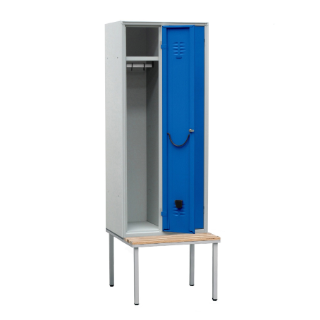 Armadio Spogliatoio Semplice con panchina -  2 Posti  / cm.70x65x210H /