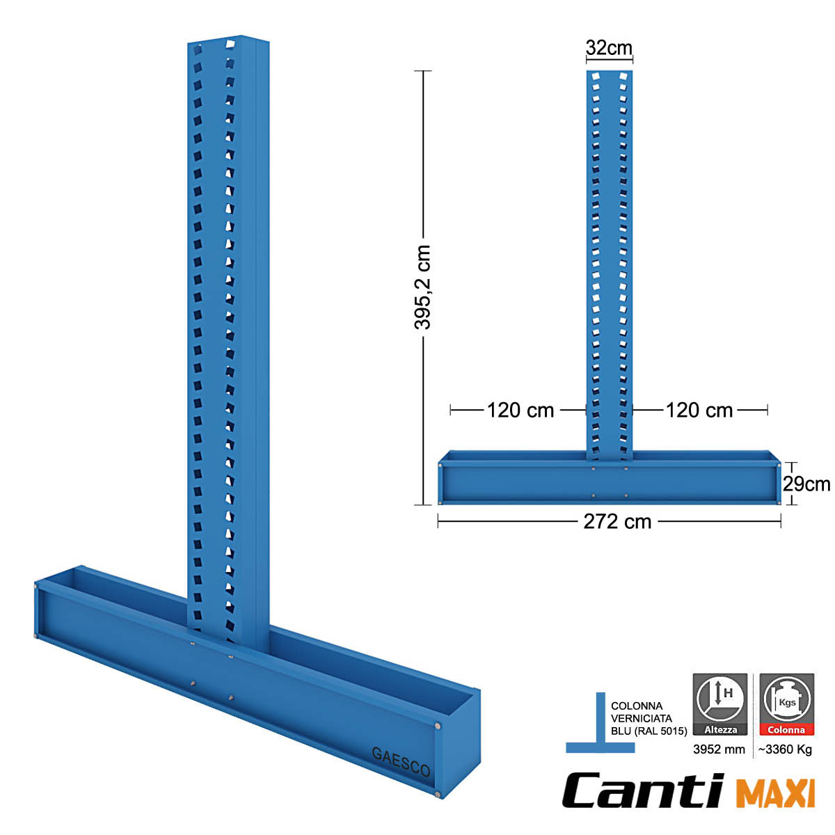 Colonna Cantilever MAXI - Bifronte / cm. H.400xP.120 (3360 kg.)