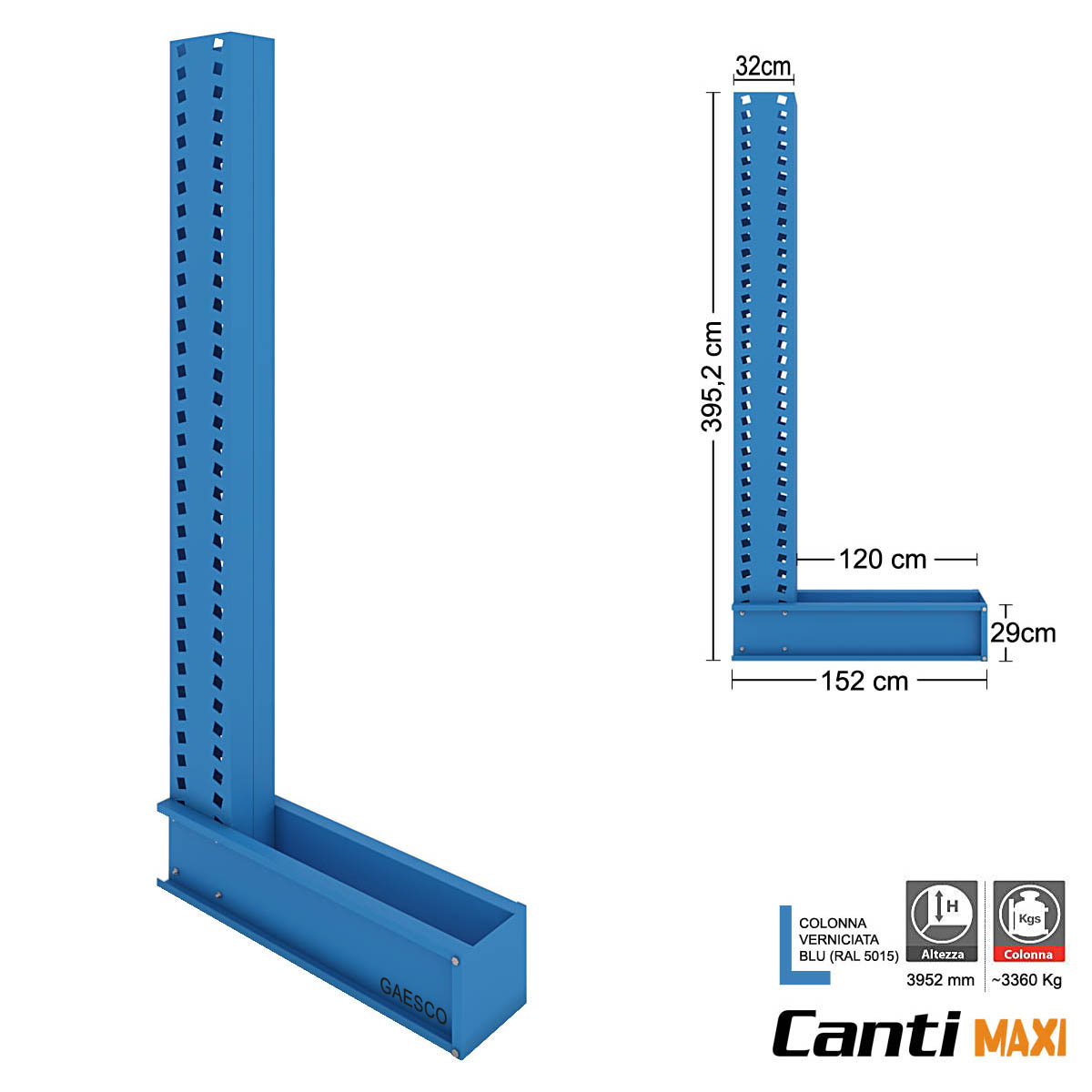 Colonna Cantilever MAXI320 - Monofronte / cm. H.400xP.120 (3360 kg.)