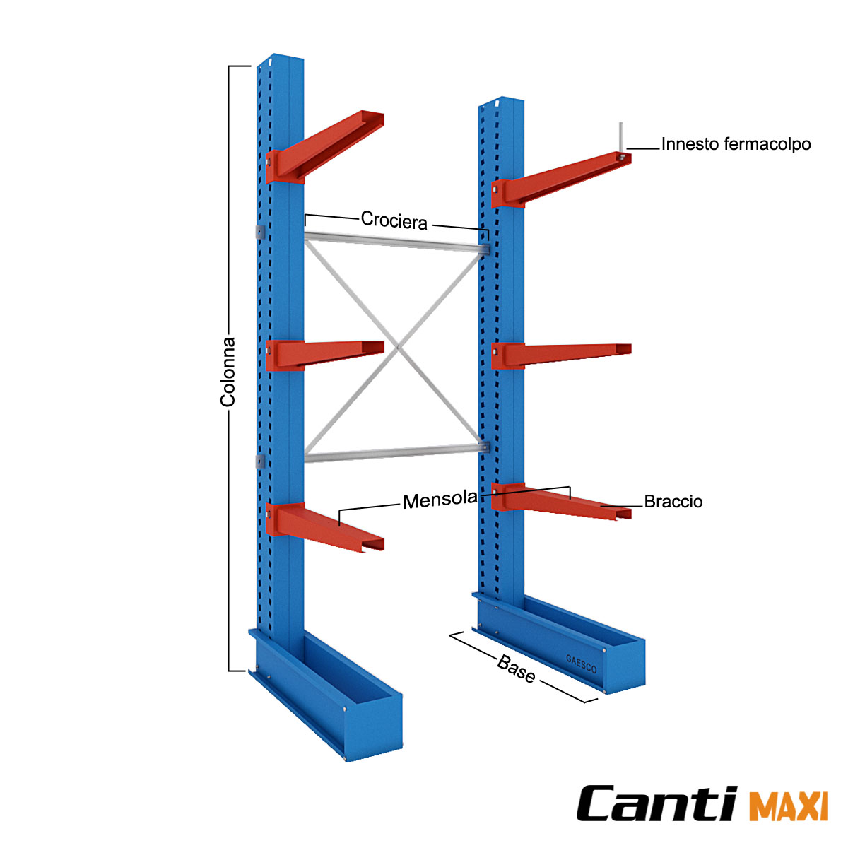 Colonna Cantilever MAXI360 - Monofronte / cm. H.450xP.80 (5950 kg.)