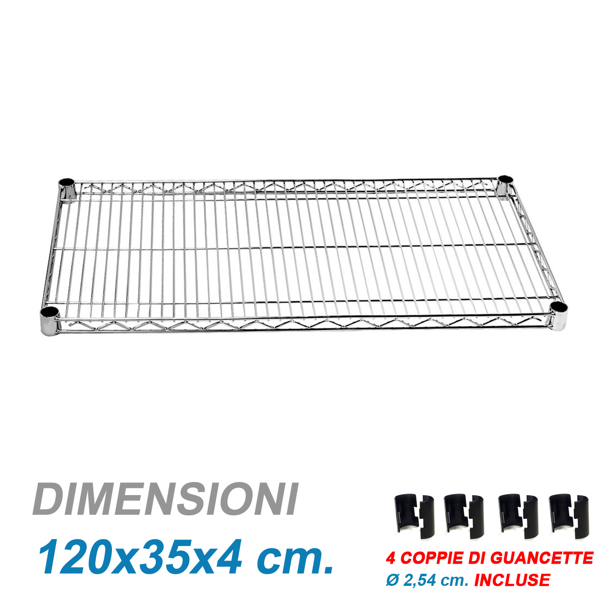 Ripiano cromato per scaffali Chrome / cm. L.120xP.35