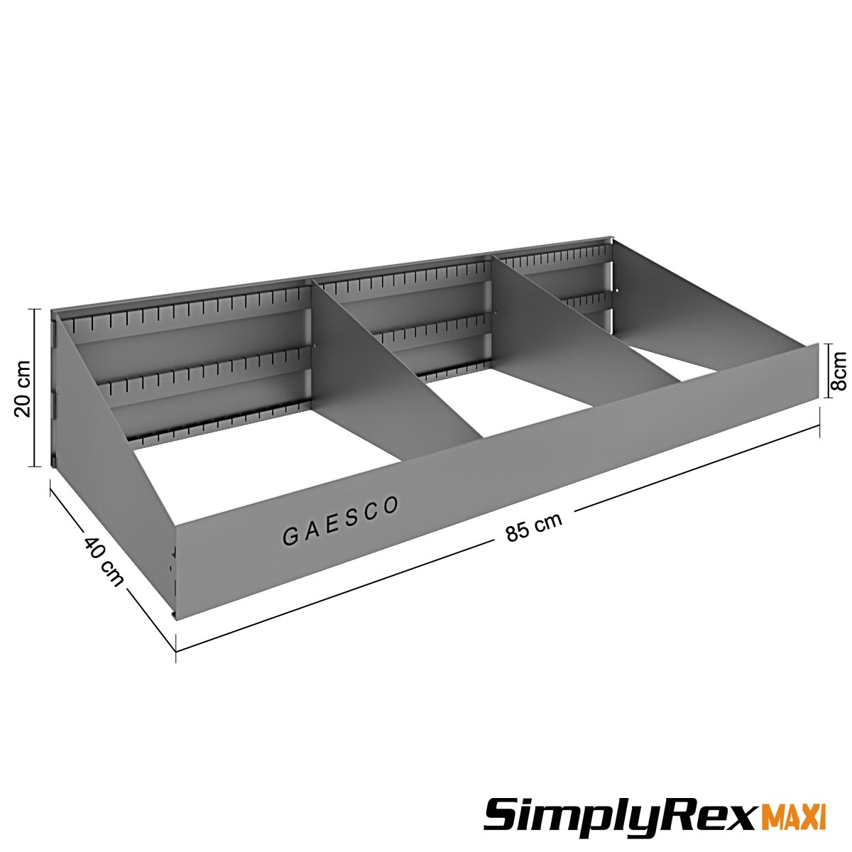 Divisorio a 3 scomparti per ripiani Simplyrex / cm. L.85xP.40