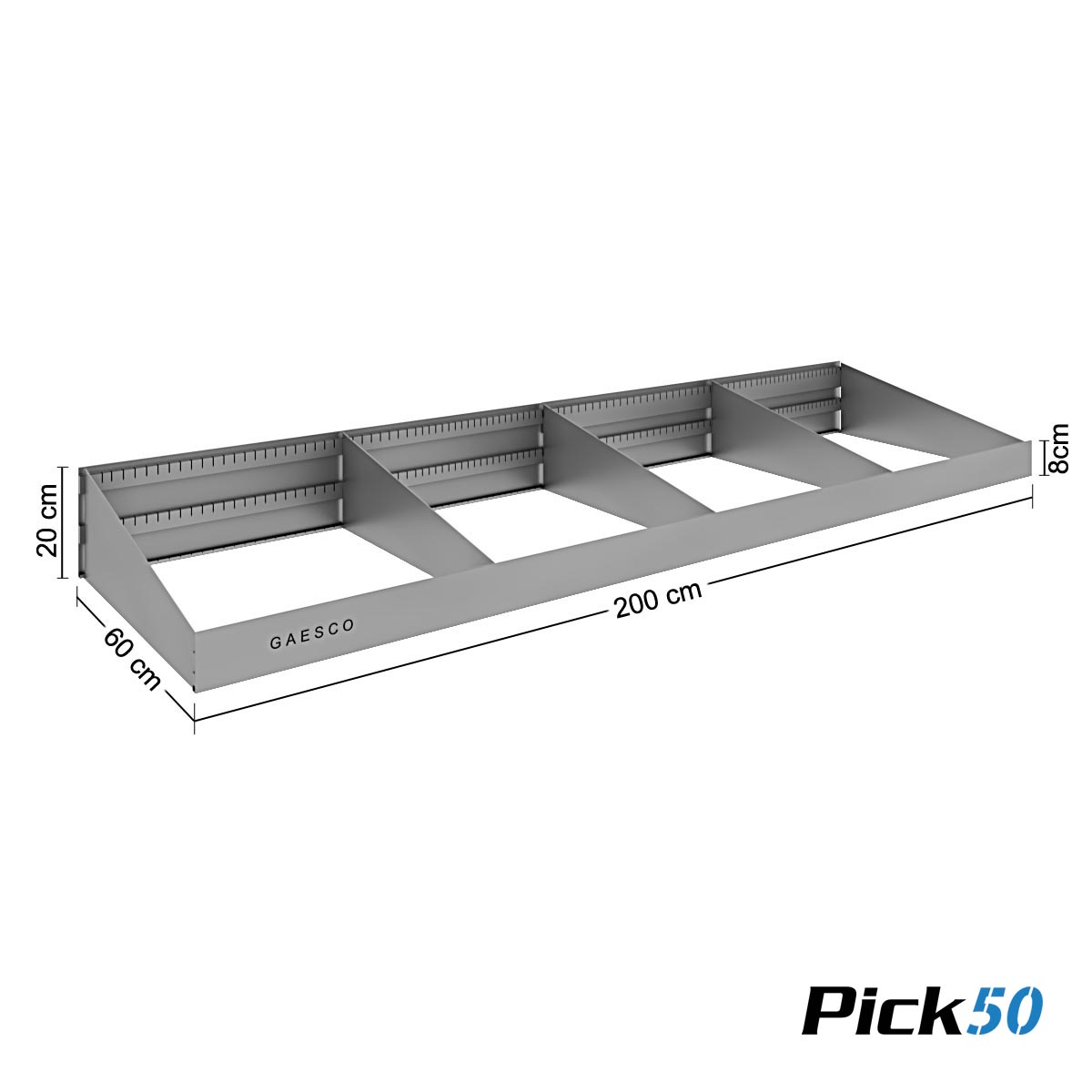 KIT Divisori 4 scomparti per ripiani scaffali Pick/MTX70/ cm. L.200xP.60