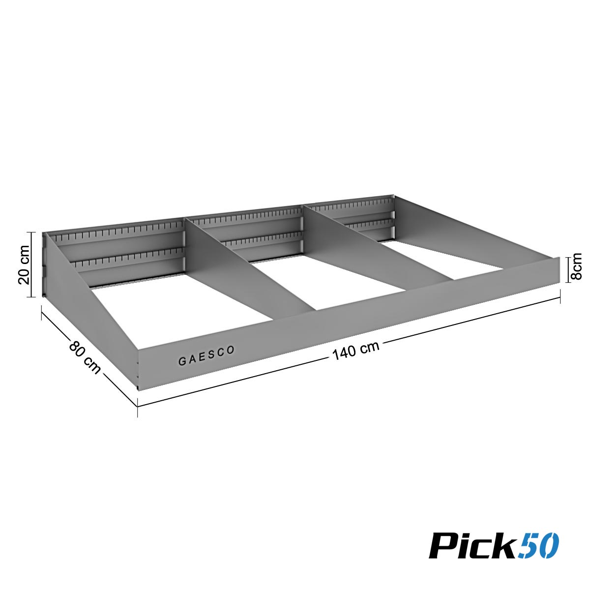 KIT Divisori 3 scomparti per ripiani scaffali Pick / cm. L.140xP.80