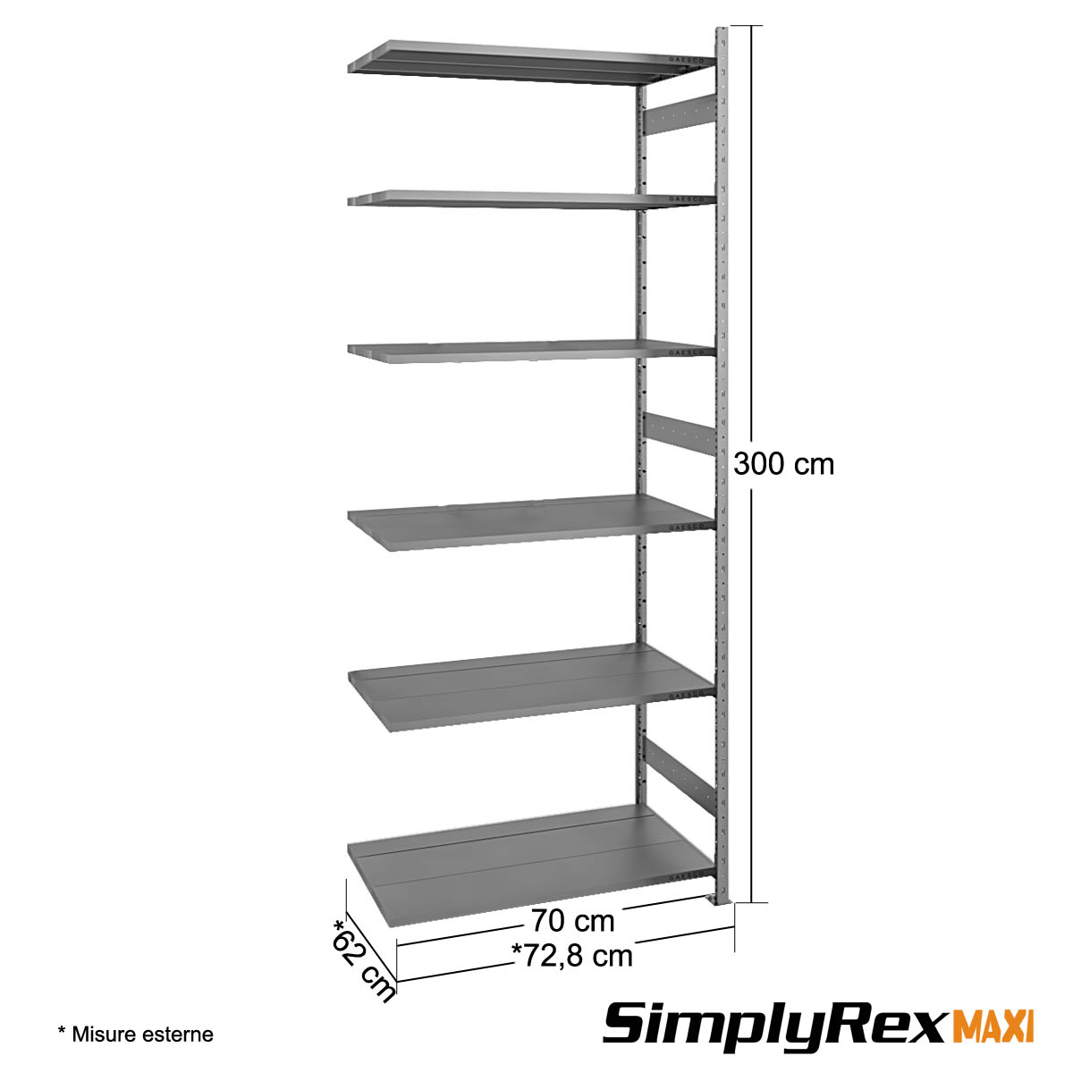 Scaffale Componibile - cm. L.70xP.60xH.300 (AGG) Simplyrex