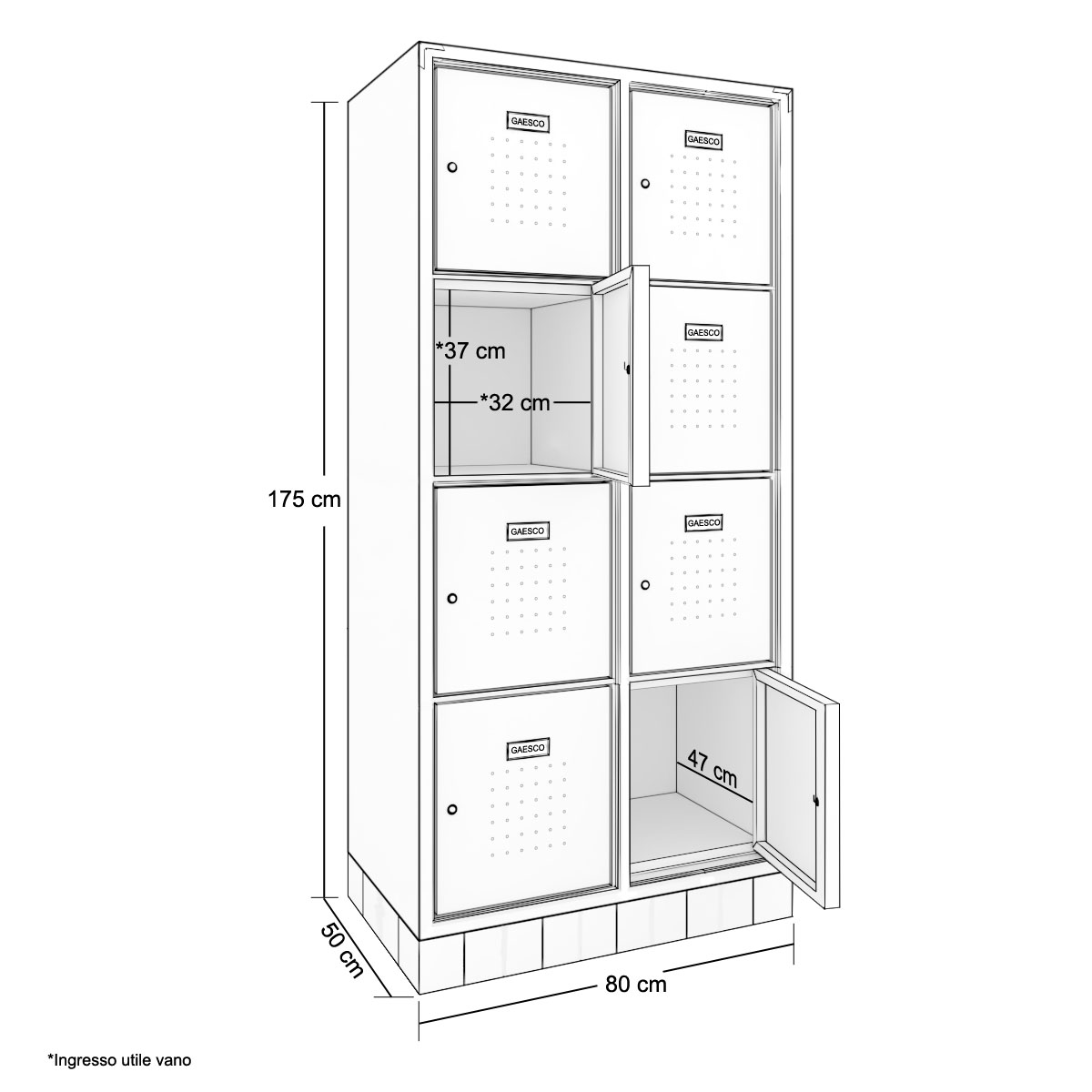 Armadio Casellario 8 Vani /cm. L.80xP.50xH.178 