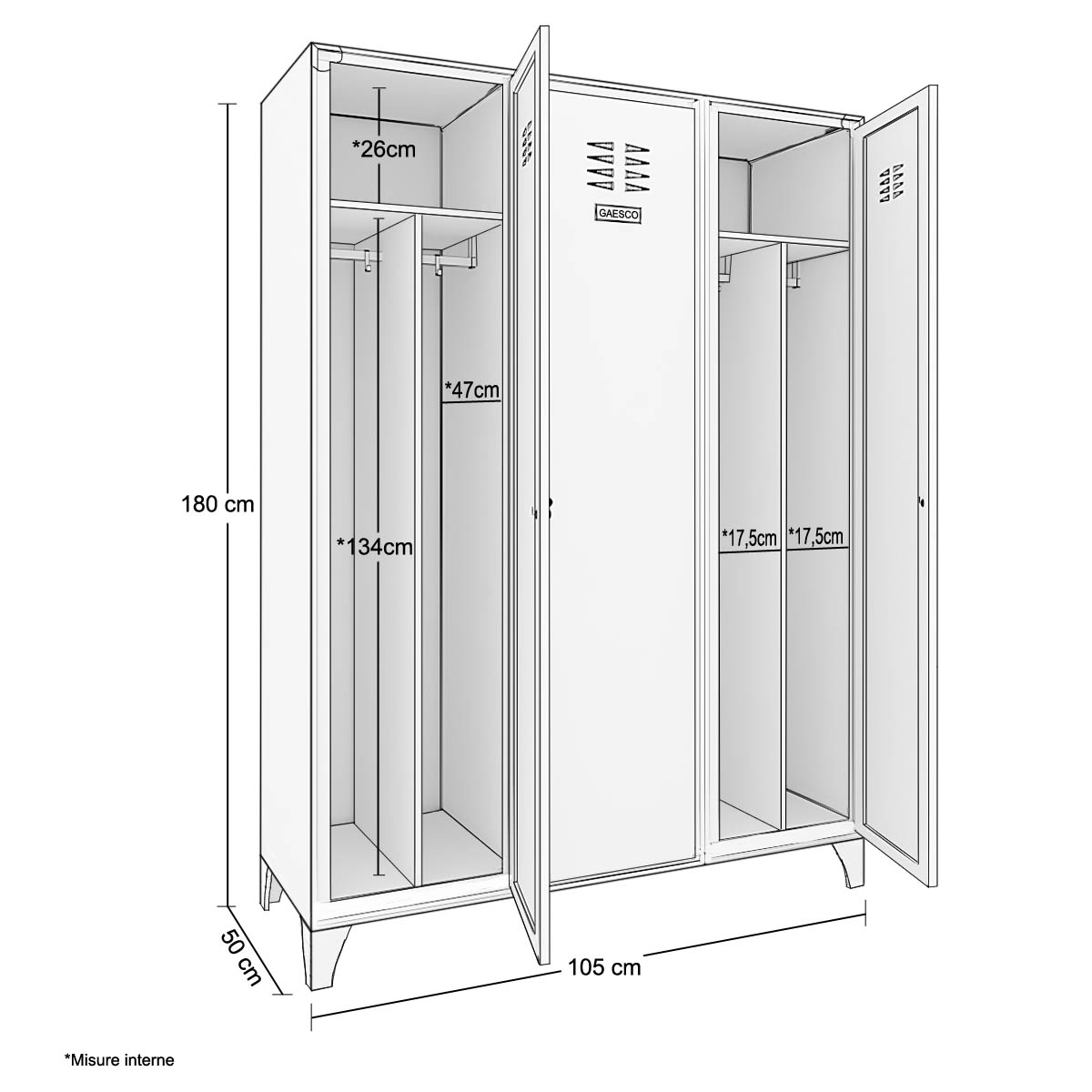 Armadietto spogliatoio sporco pulito 3 posti  cm. 105x50x180H 
