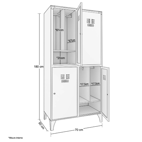 Armadietto Sporco/Pulito 4 Posti /cm. L.70xP.50xH.180 | OFFERTA