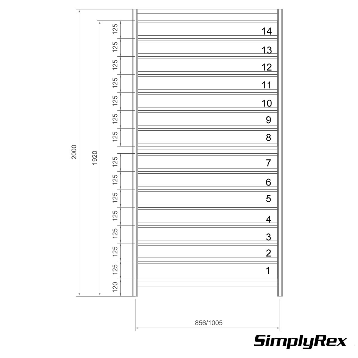Scaffale con 14 cassetti estraibili - Simplyrex - cm L.100xP.40xH.200