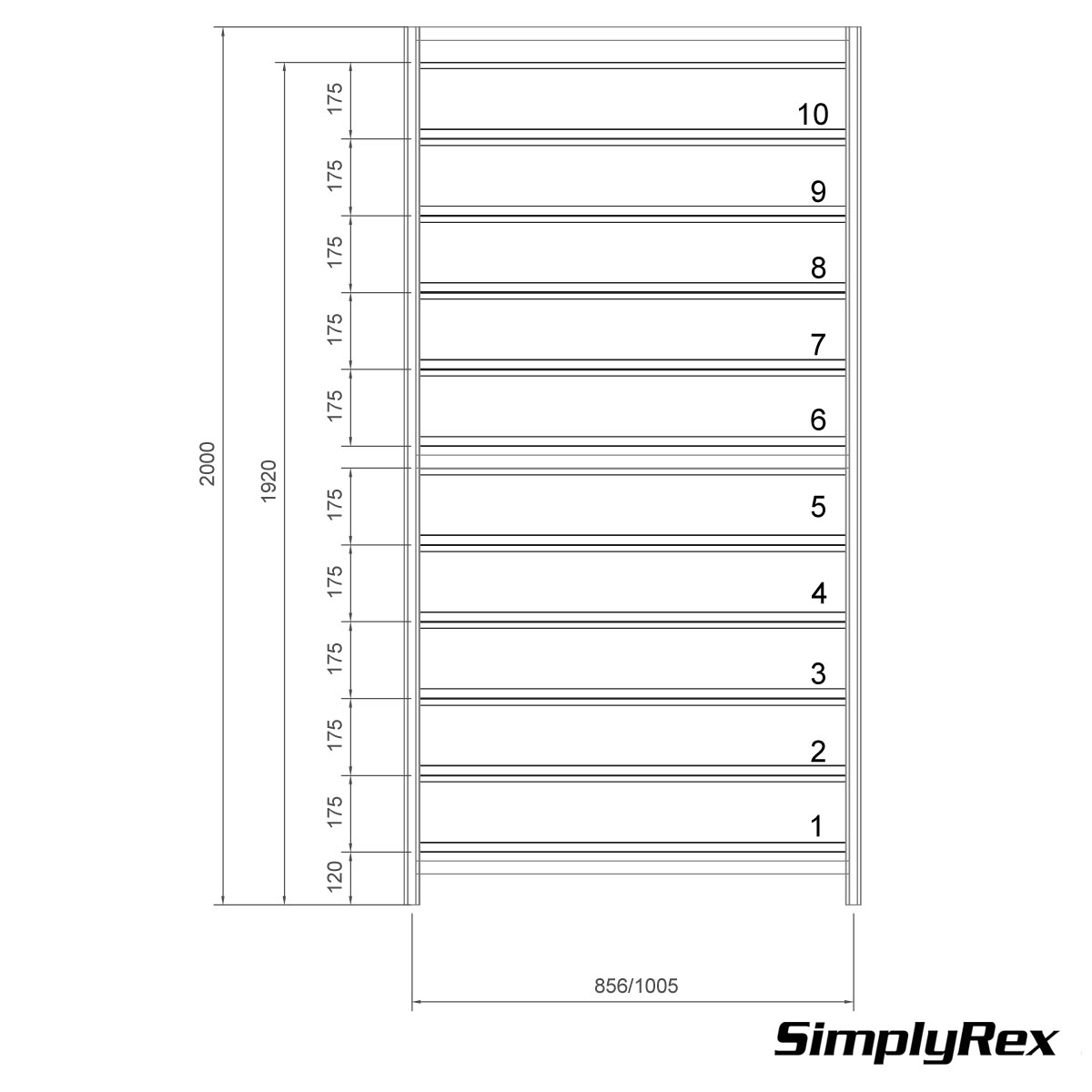 Scaffalatura con 14 cassetti estraibili - Simplyrex - cm L.100xP.40xH.200 cm