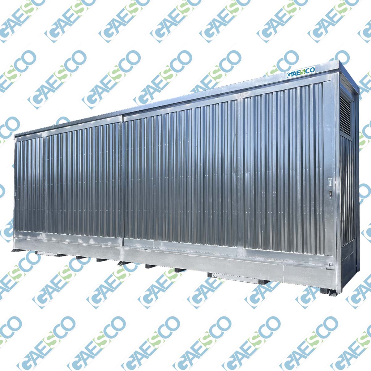 Shelter con vasca e scaffali - Capienza 8 cisternette / cm. L.598xP.168xH.348