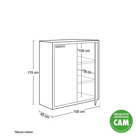 Armadio da Ufficio Ante Battenti Nero - 100x45x115H cm
