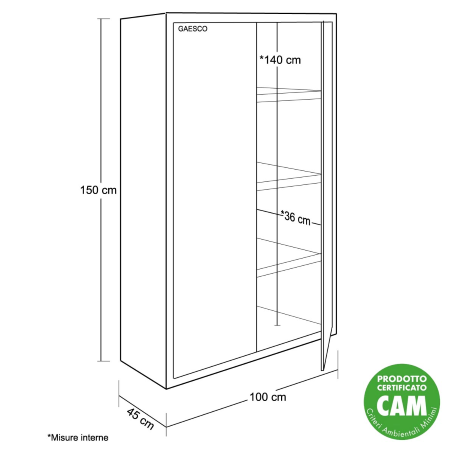 Armadio da Ufficio Ante Battenti Beige - 100x45x150H cm