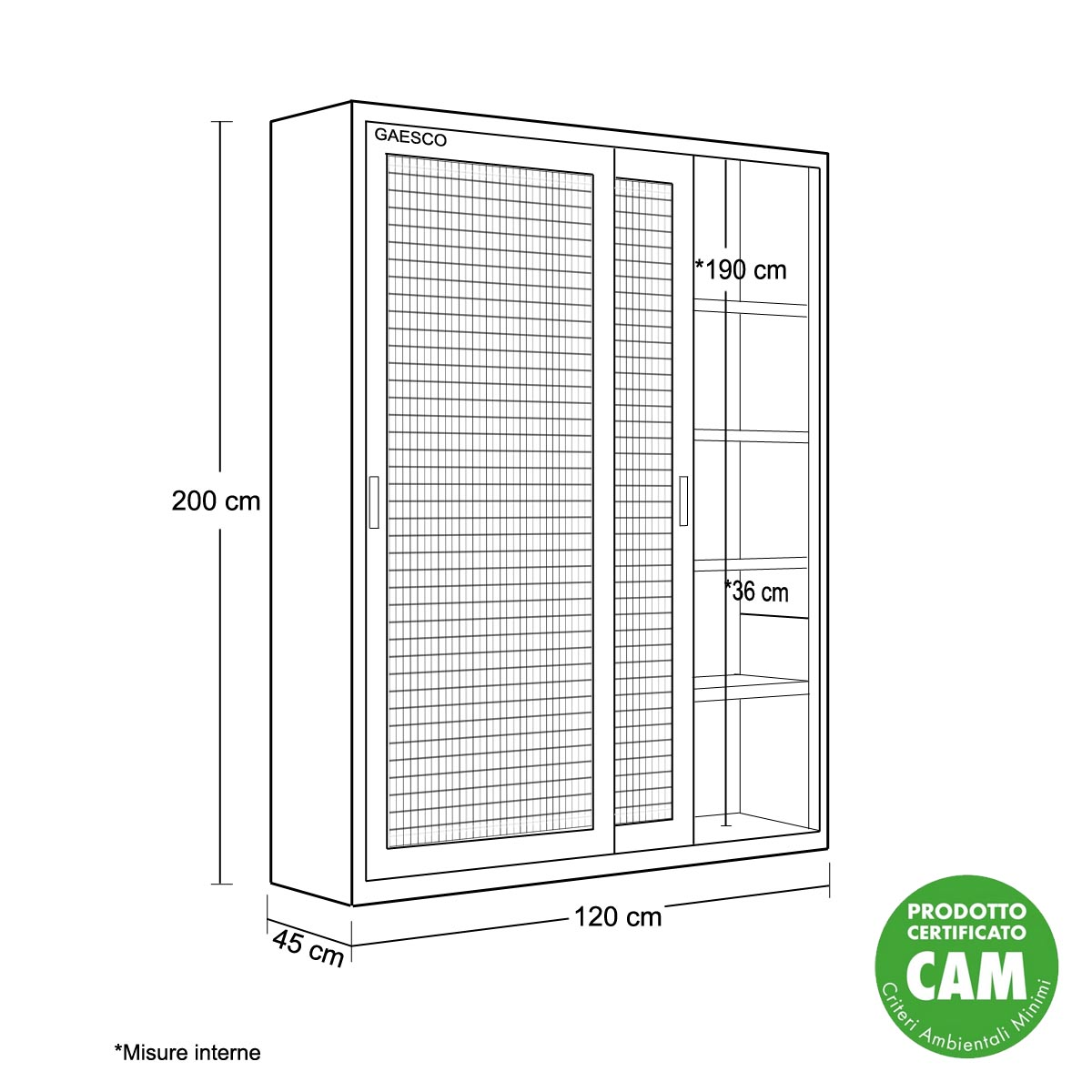 Armadio da Ufficio Ante in Rete  Bianco - 120x45X200H cm