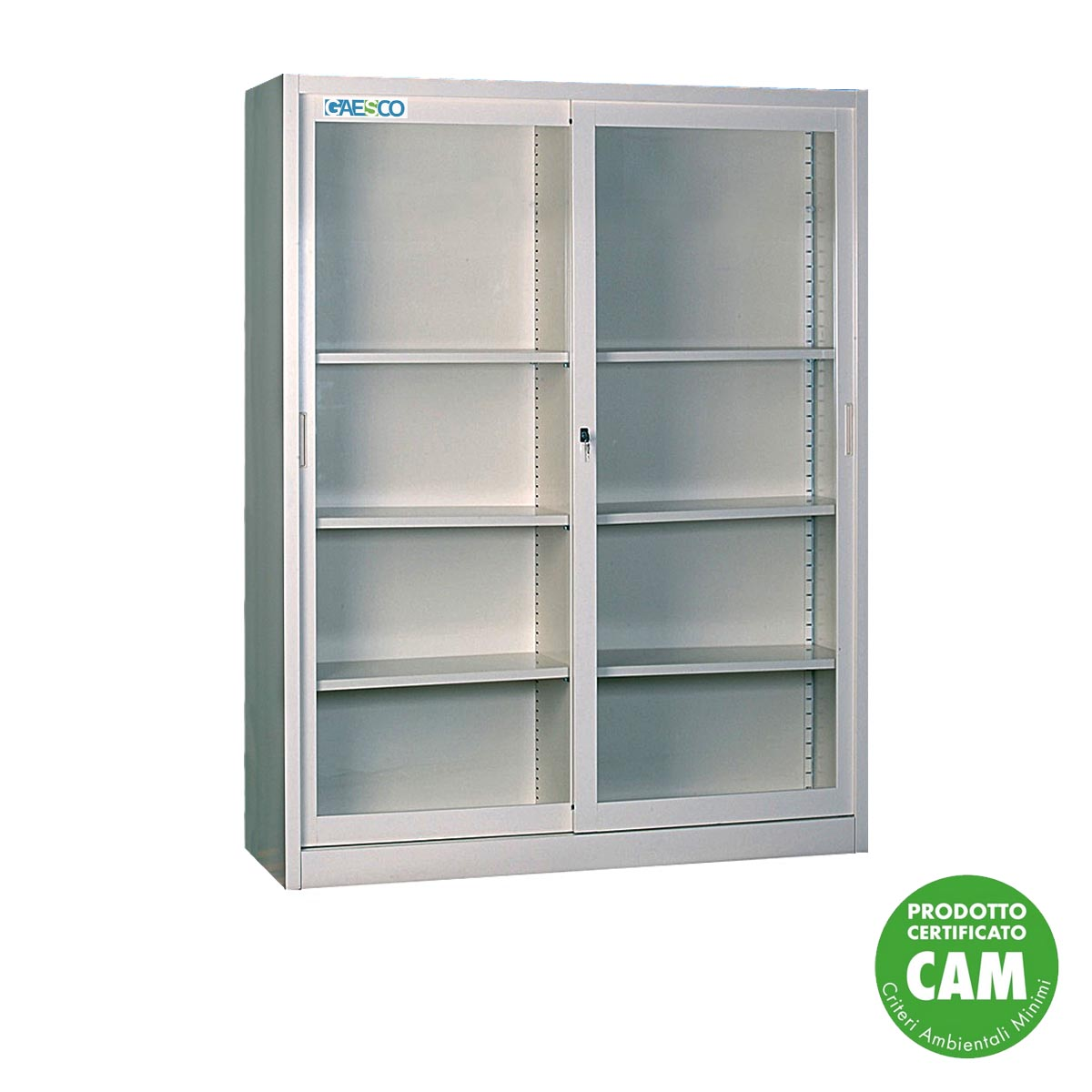 Armadio da Ufficio Ante in Vetro Grigio Met. - 150x45X150H cm