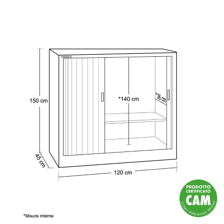 Armadio da Ufficio Ante Serrandina Beige - 120x45X150H cm