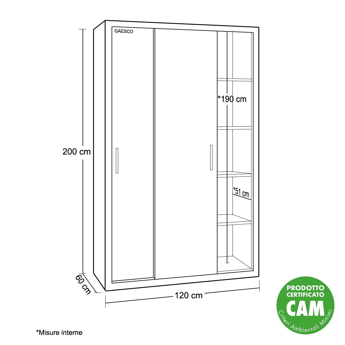 Armadio da Ufficio Ante Scorrevoli Grigio Met. - 120x60x200H cm