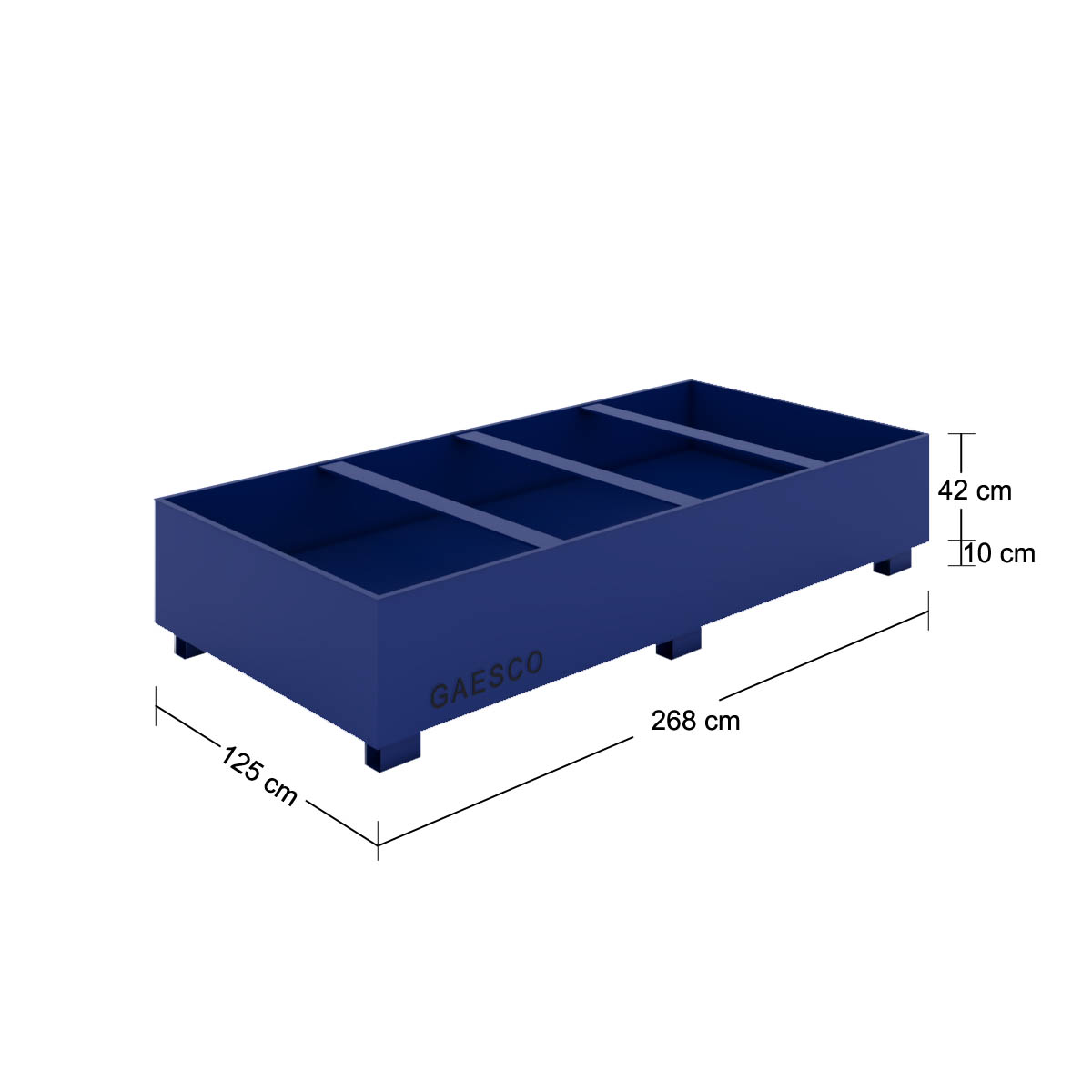 Scaffalatura con vasca 4 cisternette da 1000 LT AGGIUNTIVA - cm. L.270×P.100×H.350
