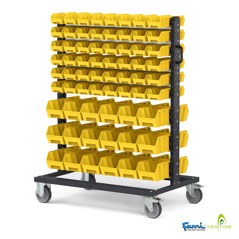 Carrello portaminuterie con 132 contenitori  cm. L.106,7xP.66,8xH.138,4 Giallo Zinco