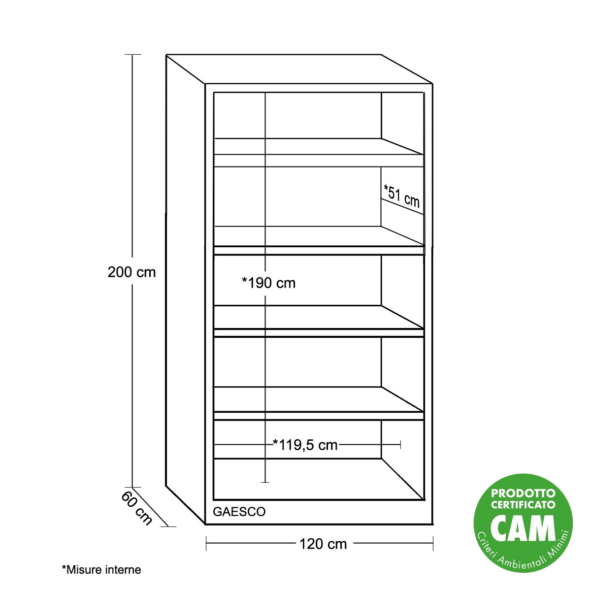 Armadio a Giorno 4 ripiani Rinforzati cm. L.120xP.60xH.200 BIANCO