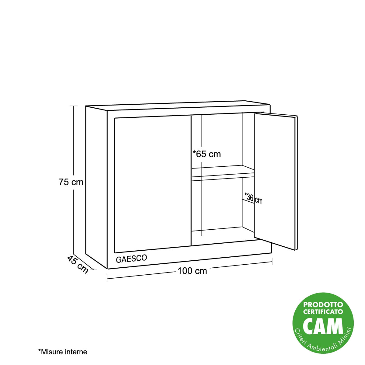 Sopralzo Armadio da Ufficio Ante Battenti Beige - 100x45xH.75