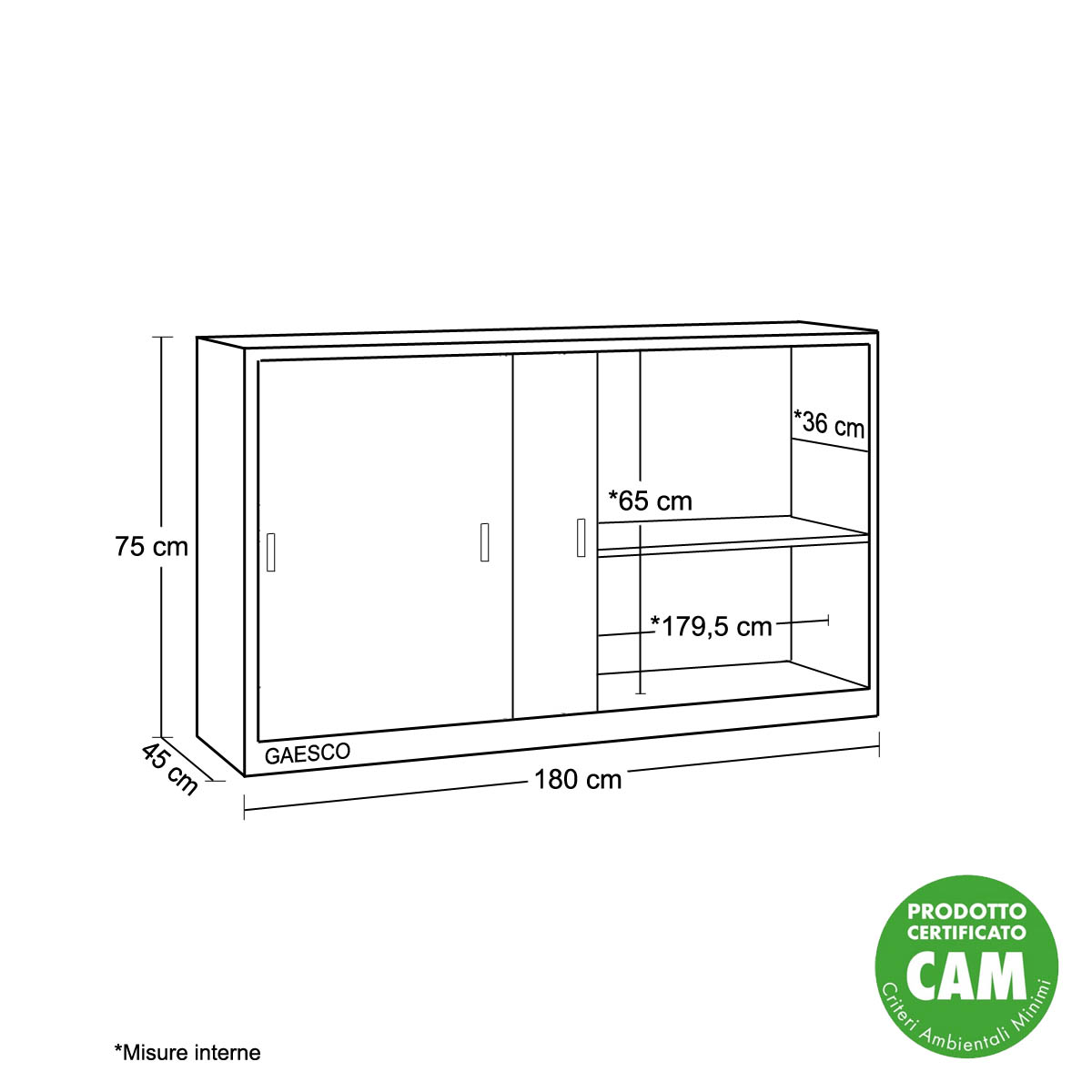 Sopralzo Armadio da Ufficio Ante Scorrevoli Grigio Chiaro - 180x45X75H cm