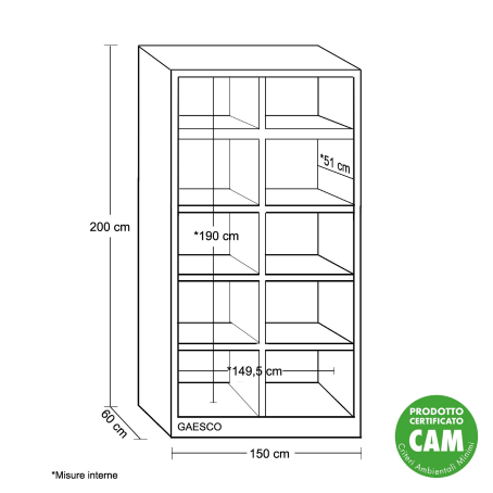 Armadio a Giorno 4 ripiani Rinforzati cm. L.150xP.60xH.200 BEIGE