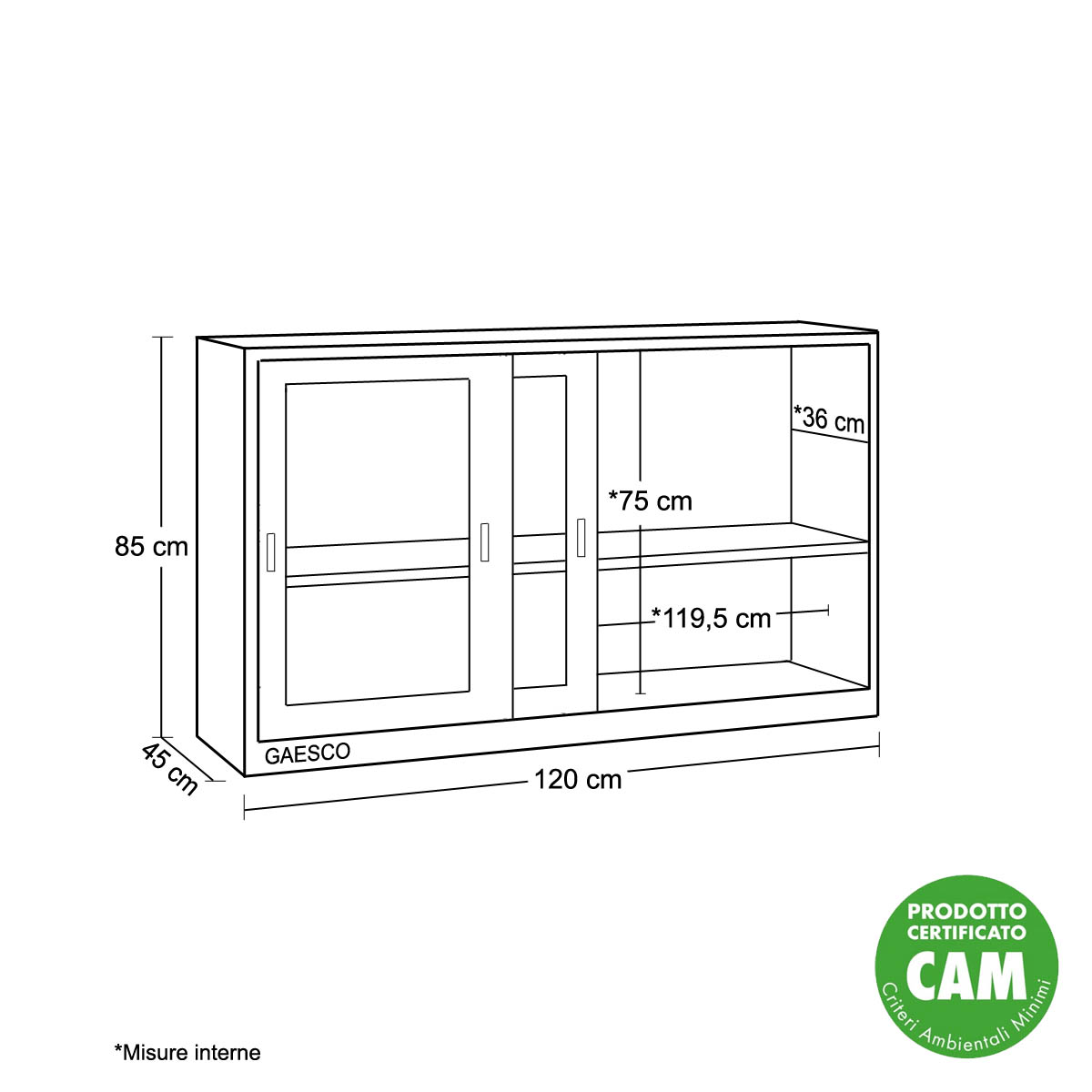 Sopralzo Armadio da Ufficio Ante in Vetro Nero - 120x45x85H cm