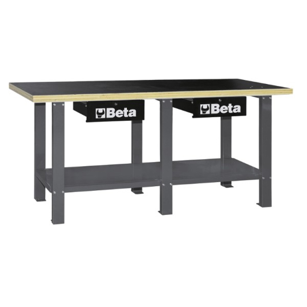 Banco da lavoro piano in legno Beta C56W (Grigio) / cm. L.200xP.70xH.95