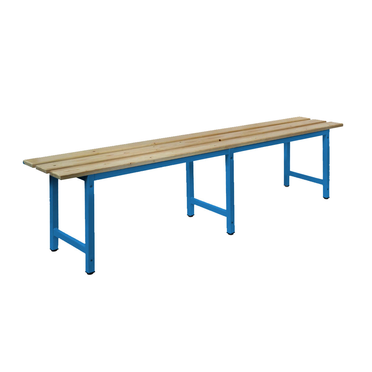 Panca spogliatoio  in legno telaio Blu 6 posti / cm. L.200
